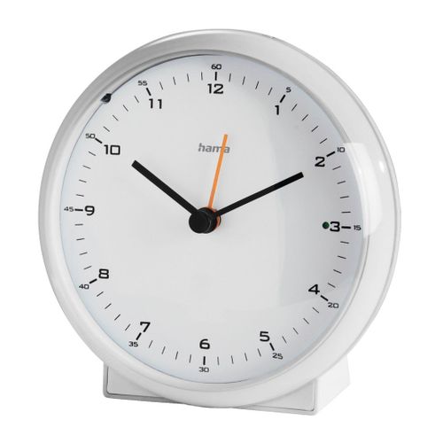 Réveil Radio-Piloté "Elegance Pro", Sans Tic-Tac, Blanc