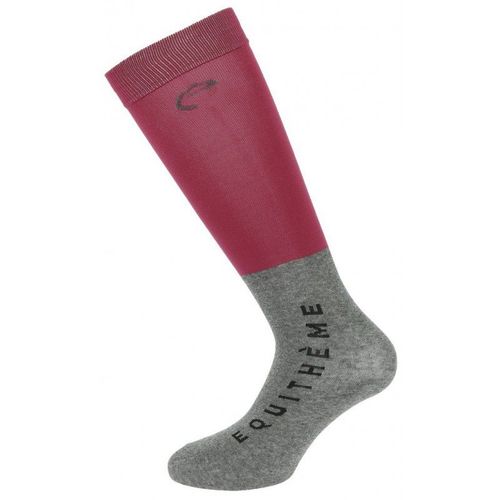 Chaussettes Equithème "Compet" - Couleur : Bordeaux/Gris Clair, Taille : 42-46