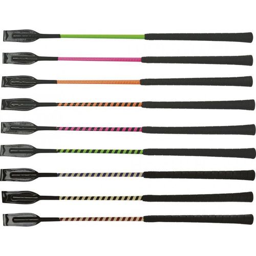 Cravache Whip & Go "Concours" - Couleur : Rose Fluo/Noir, Taille : 63 Cm
