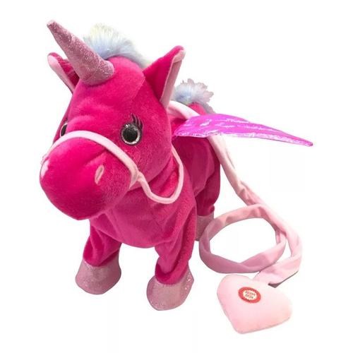 Jouet En Peluche Électrique Licorne Chantante Walking Horse Calling Rope Pegasus Doll Electronic Pet Horse Toy Rose Red