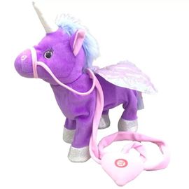 Jouet Peluche Électrique Licorne Chantante Walking Horse Calling Leash Pegasus Doll Electronic Pet Horse Toy Purple