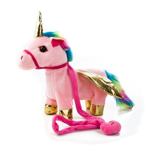 Jouet Peluche Électrique Licorne Chantante Walking Horse Calling Leash Pegasus Doll Electronic Pet Horse Toy Pink