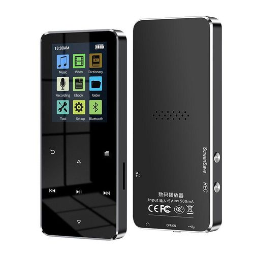 Lecteur MP3 1,8 pouces bluetooth avec enregistrement radio FM métal tactile HiFi Mini baladeur portable MP4 musique sans perte, 16 Go, Bluetooth