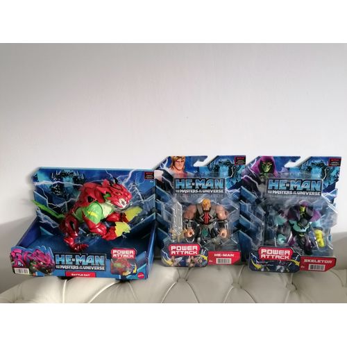 Lot De 3 Figurines Tigre Battle Cat + He-Man/Musclor + Skeletor - Musclor Et Les Maîtres De L'univers - He-Man And The Masters Of The Universe - Power Attack - Mattel - 2021