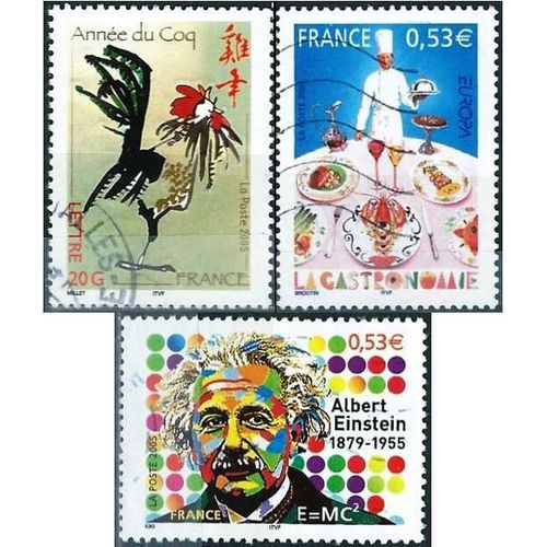 France 2005, Beaux Tiùbres Yvert 3749 Astrologie Chinoise, Année Du Coq, 3779 Albert Einstein Prix Nobel De Physique, 3784 Europa La Gastronomie, Oblitérés, Tbe