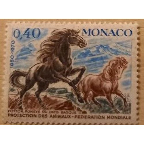 Timbre Neuf Monaco De 1970, Protection Des Animaux, Pottok, Poneys Du Pays Basque De 40 Centimes