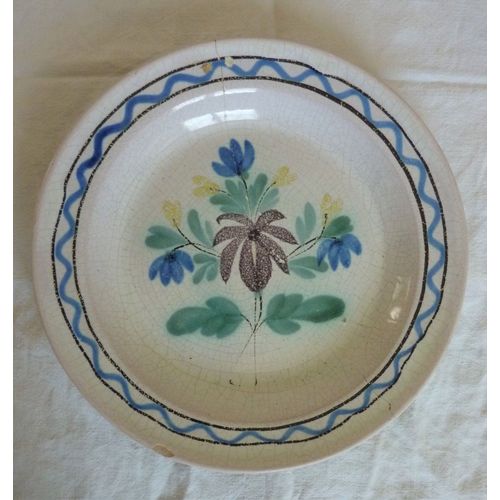 Plat Ancien 28 Cm Cul Noir Céramique Forges Les Eaux 18ème