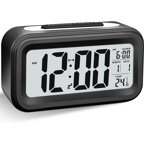 Reveil Numerique Réveil Matin Lumineux LED Reveille Digital a Piles Silencieux Clock avec Gros Chiffres pour Enfant Adultes,Noir