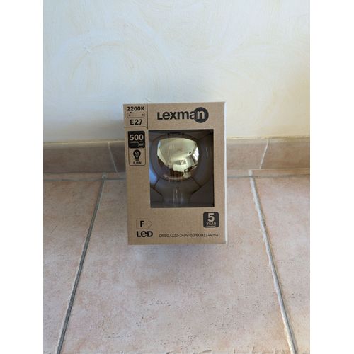 Ampoule Led Filament Carbone, Globe 125mm, E27, 45w, Blanc Très Chaud, Lexman
