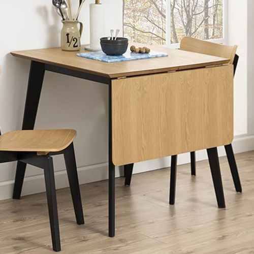 Table À Manger Extensible 80-120 Cm Chêne Naturel Et Noir - Selda
