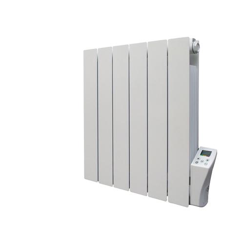 Radiateur électrique fixe en aluminium horizontal fluide caloporteur - gamme ADDA 1000W - Blanc - Programmable - Ecran LCD - Détecteur de fenêtre ouverte - ALLAUVE