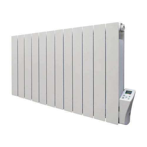 Radiateur électrique fixe en aluminium horizontal fluide caloporteur - gamme ADDA 2000W - Blanc - Programmable - Ecran LCD - Détecteur de fenêtre ouverte - ALLAUVE