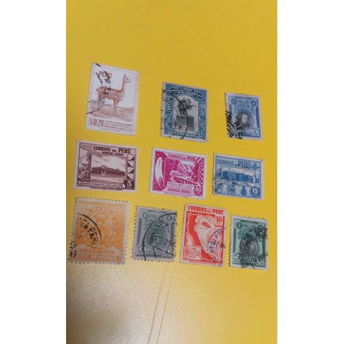 Timbre Pérou Peru Lot De 10 Timbres Oblitérés Ref 3413