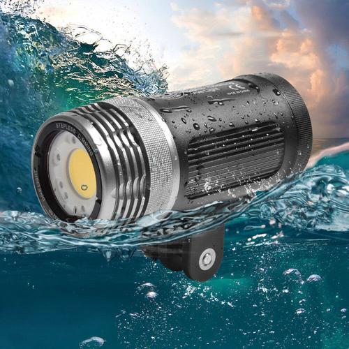 Lampe de lumière vidéo sous-marine 6000LM étanche à 100 mètres de profondeur avec interface à fibre optique photographie de plongée