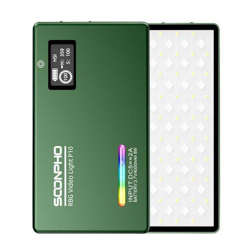 Lampe vidéo LED CRI 97 Lumière de remplissage éclairage de photographie pour enregistrement vidéo Lampe de studio de prise de vue 4000 mAh Batterie Type-C Port 2500K-8500K,Vert