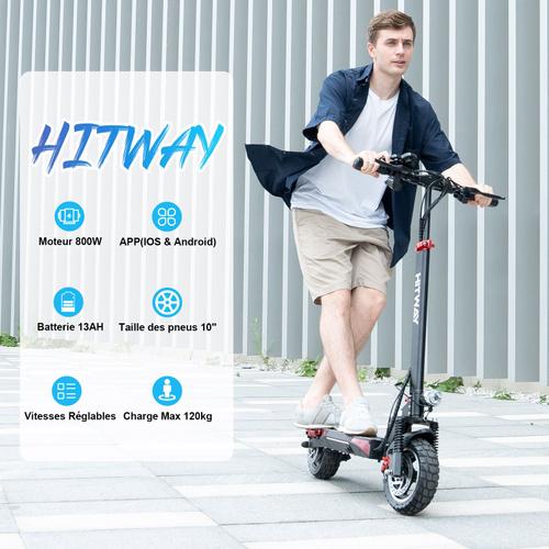 Hitway trottinette électrique pliable 10 800w batterie 13ah avec écran LCD  scooter pliable, App Control, ultra portable