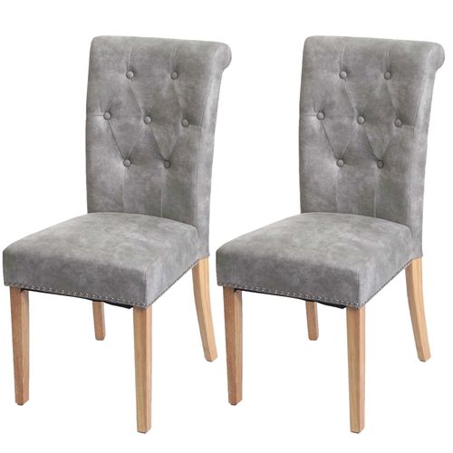 Lot De 2 Chaises De Salle À Manger Chesterfield Ii Rivets   Tissu/Textile Gris Clair, Pieds Clairs