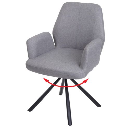 Chaise De Salle À Manger Hwc-H71, Chaise De Cuisine Chaise Pivotante Tissu/Textile Acier   Gris Clair