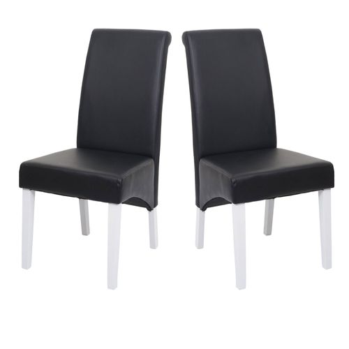 2x Chaise De Salle À Manger Chaise M37   Cuir, Noir, Pieds Blancs