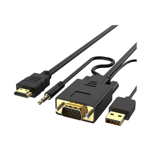 DLH - Câble HDMI - HDMI mâle pour USB (alimentation uniquement), HD-15 (VGA), jack mini mâle - 1.8 m