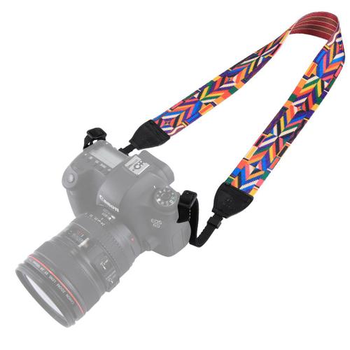 Sangle d'épaule de série multicolore de style ethnique rétro pour appareils photo reflex numériques SLR, rouge