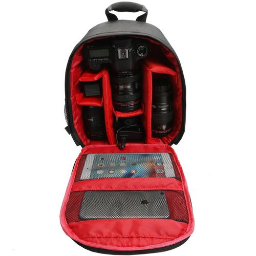 Résistant à l'eau Antichoc Voyage Carry Camera Bag Sac à Dos pour Canon pour Nikon DSLR Appareil Photo Trépied Objectif Flash,Rouge