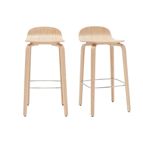 Tabourets De Bar Scandinaves Bois Ch?Ne H68 Cm (Lot De 2) Obra