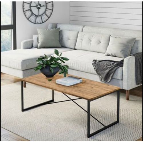 Table Basse Rectangulaire Style Industriel Bois Et Métal