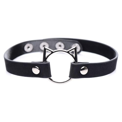 Kinky Kitty Ring Slim Choker - Black