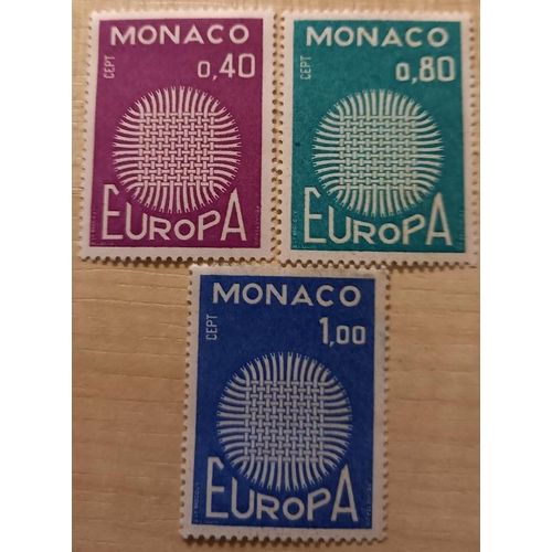 Trois Timbres Neufs Europa Cept Monaco De 1970, De 40 Et 80 Centimes Et 1 Franc