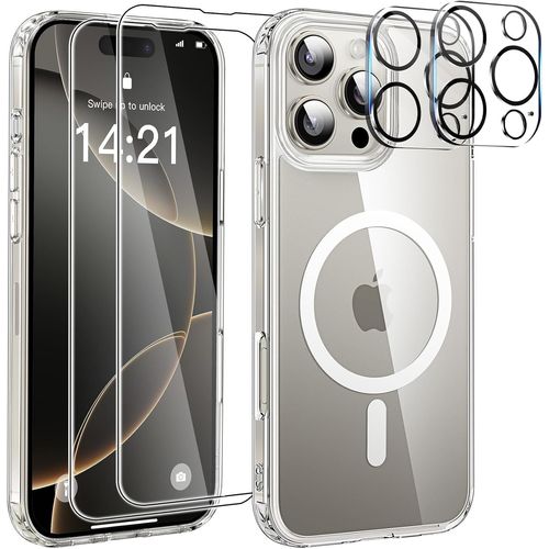 Coque Magnétique Pour Iphone 16 Pro Max Avec 2 Verre Trempé Écran Et 2 Protection Camera Pack 5 En 1 Ghl Tech