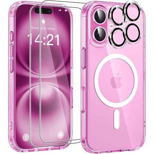Coque Magnétique Pour Iphone 16 Aimantée Avec 2 Verre Trempé Glass Et 2 Glass Camera Compatible Magsafe Dos Anti Rayures Coque Antichoc Tpu Bumper Case Iphone 16 6,1¿¿-Transparent Ghl Tech