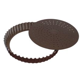 Tourtière Cannelée Perforée - Antiadhérente - Fond Mobile - Ø300 Mm H28 Mm