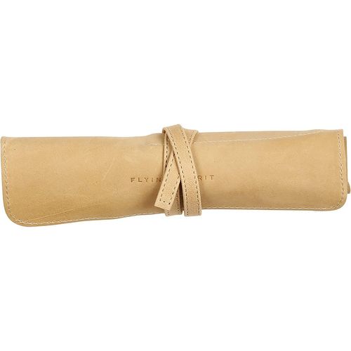 Trousse - Beige - Ronde - En Rouleau - Cuir Véritable - Flying Spirit - Clairefontaine