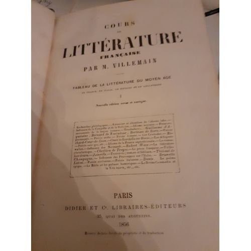 Cours De Litterature Francaise Villemain