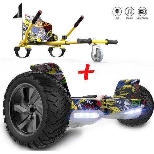 Evercross Hoverboard Overboard Gyropode Tout Terrain 8.5", Self-Balancing Scooter Hummer Suv, Bluetooth, 700w Hip-Hop + Hoverkart Kit Kart Hip-Hop