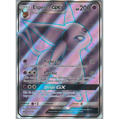 Carte Pokemon - Espeon Gx (Mentali Gx) - 140/149 - Ultra-Rare Full Art - Soleil Et Lune - Version Anglaise -