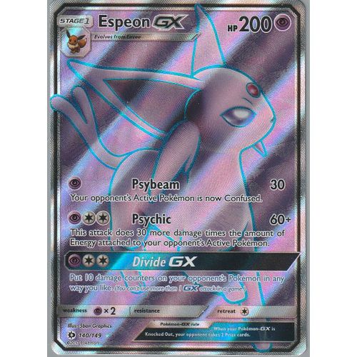 Carte Pokemon - Espeon Gx (Mentali Gx) - 140/149 - Ultra-Rare Full Art - Soleil Et Lune - Version Anglaise -