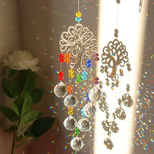 Soleil Cristal,Prisme Fenetre,Suncatcher,Capteur de Attrape-Soleil Suspendu pour Accueil,Jardin,Pendentif Rideau,Décoration à Suspendre,Cadeaux pour filles(Couleur)
