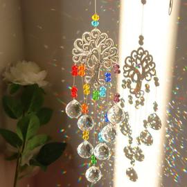 H & D – prisme paon en cristal coloré 76mm, attrape-soleil, fabricant de  pendentifs arc-en-ciel, prismes en cristal suspendus pour fenêtres, cadeau
