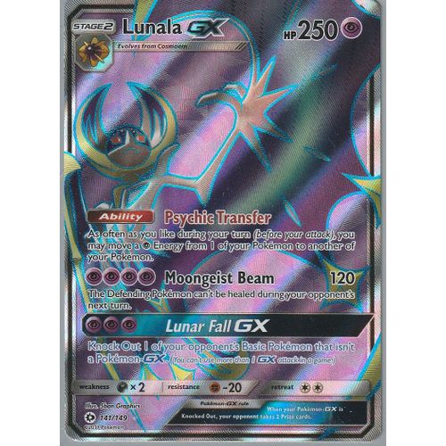 Carte Pokemon - Lunala Gx - 141/149 - Ultra-Rare Full Art - Soleil Et Lune - Version Anglaise -