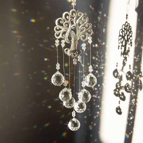 Soleil Cristal,Prisme Fenetre,Suncatcher,Capteur de Attrape-Soleil Suspendu pour Accueil,Jardin,Pendentif Rideau,Décoration à Suspendre,Cadeaux pour filles(Blanc)