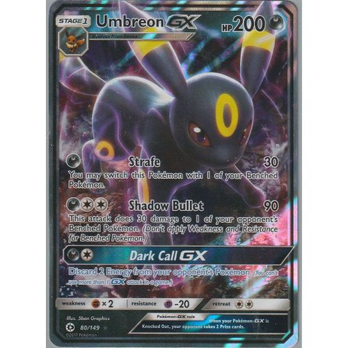 Carte Pokemon - Umbreon Gx (Noctali Gx) - 80/149 - Ultra-Rare - Soleil Et Lune - Version Anglaise -