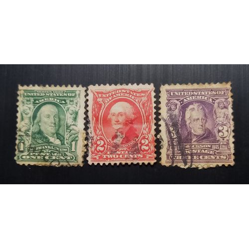 Timbres États-Unis 1902/1903 Présidents - Modèle: R. Ostrander Smith Lot 3 Oblitérés
