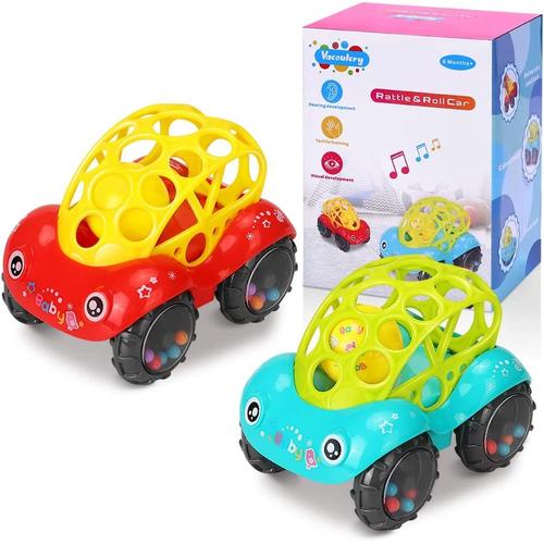 Jouet De Voiture Avec Rattle & Roll Hochet Jouet - 2pcs Baby Infant Handball Musique Bell Hochets Jouets Bébé 6-12 Mois Cadeaux Voiture Jouet Pour 1-3 Ans Enfants