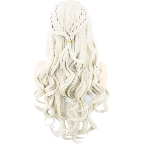 Perruques Pour Femmes Blonde Long Curly Pour Daenerys Targaryen Khaleesi Cosplay Halloween Costume Perruques