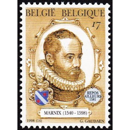 Belgique 1998, Tres Beau Timbre Neuf** Luxe Yvert 2776, 400e Anniversaire De La Mort De Philippe De Marnix De Saint-Aldegonde (1540-1598) - Portrait Du Savant Et Homme Politique, Blason, Devise.