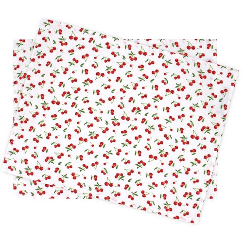 Set De Table Enduit 35x45 Cm Cerises Blanc