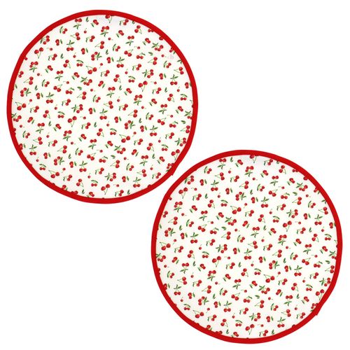 Set De Table Enduit 38 Cm Cerises Blanc