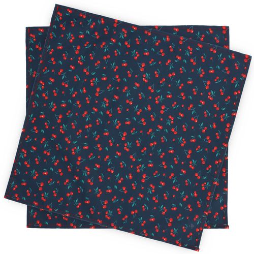 Set De Table Enduit 45x45 Cm Cerises Bleu Marine